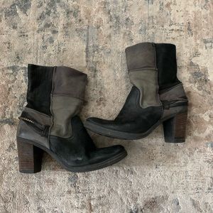 Mjus Black and Grey Patch Work Midi Boot